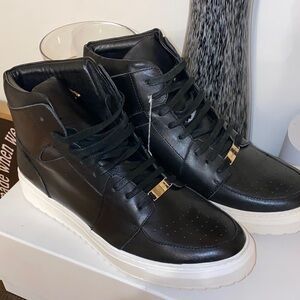 NWB!! Foundation Footwear Pro High Mens Sleek Black Leather Sneakers Size 9 $170